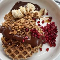 Banana and chocolate waffles  at Roots - Maschinenstraße in Zurich