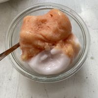 Blood orange and violet sorbet  at Starnberger Eiswerkstatt in Starnberg