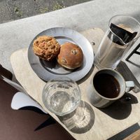 Sakura mochi muffin and raisin bread  at Universal Bakes and Cafe in Tokyo