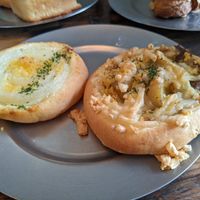 Onion and potato flatbreads at Universal Bakes and Cafe in Tokyo