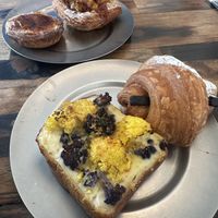 Croque Monsieur, Chocolate Croissant, Egg Tart,  Banana Tart  at Universal Bakes and Cafe in Tokyo