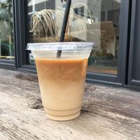 Ice soy latte at Universal Bakes and Cafe in Tokyo