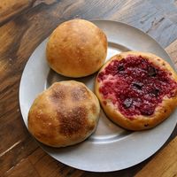 Raspberry and chocolate dessert at Universal Bakes and Cafe in Tokyo
