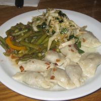 Vegan lentil pierogi at Glonojad in Krakow