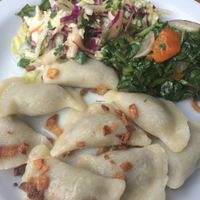Vegan lentil pierogis  at Glonojad in Krakow