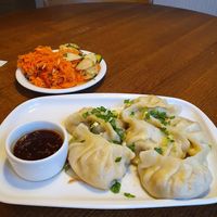 Vegan dumplings and salads at Glonojad in Krakow