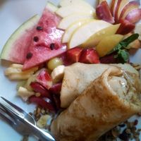 Pancakes with fruits (not vegan) at Glonojad in Krakow