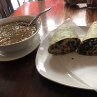 Soup of day breakfast burrito   at Nourish Philly in Philadelphia
