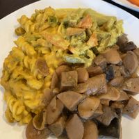 Mac & cheese, curry plantains, vegan notail   at Nourish Philly in Philadelphia
