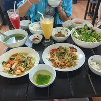 plates barley fitting on the table!   at Katze Vegan & Vegetarian  in Hanoi