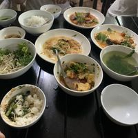 Part eaten as i forgot to take one! Free tofu, rice and soup! Vegan pork ribs are outrageously tasty  at Katze Vegan & Vegetarian  in Hanoi