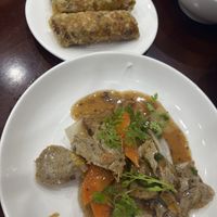 Vg chicken in BBQ sauce and spring rolls   at Katze Vegan & Vegetarian  in Hanoi