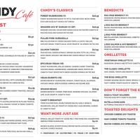 Menu 1 of 2 at Candy Cafe Bar in Cairns