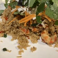 Vegan chili prawn with fried rice  at Boss Noodles in Katoomba