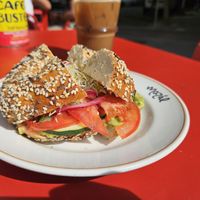 The garden bagle at Mazál Bagels & Café in Madrid