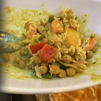 Chickpea curry and rice - sorry forgot to take pic before eating.  Soooo good   at Pink Salt in Jacksonville