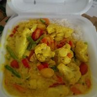 Curry cauliflower with jasmine rice  at Pink Salt in Jacksonville