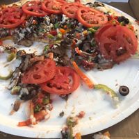 Veggie pizza w soy cheese  at Second Avenue Pizza in Sandpoint