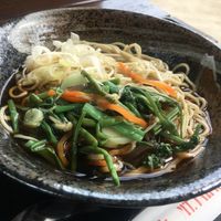 Cold vegan sansai soba at Takaosan Sumika in Hachioji