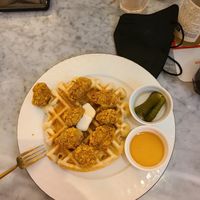 Chicken and waffles at Vegan & Beyond in Seoul