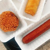 Vegan bamischijf en vegan frikandel at De Friterie in Smilde