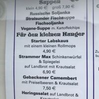 Menu  at Klabautermann in Stralsund