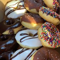 Even the rainbow sprinkles are vegan according to the staff!  at Freddy Donuts in Fredericksburg