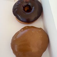 chocolate donut and carmel apple pie filled   at Freddy Donuts in Fredericksburg