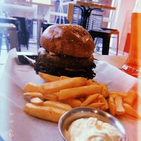 vegan burger / hranolky / vegan mayo at IBA.TU Bistro in Vysoke Tatry