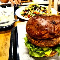 Burger with beans patty made inhouse. at IBA.TU Bistro in Vysoke Tatry