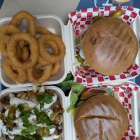 Burgers, onion rings, loaded fries at Wise Boys Burgers - Auckland CBD in Auckland
