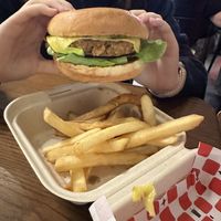 Cheeseburger and friess  at Wise Boys Burgers - Auckland CBD in Auckland