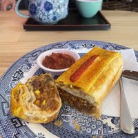 Mushroom burrito and tea!   at Mystic Kitchen in Wellington