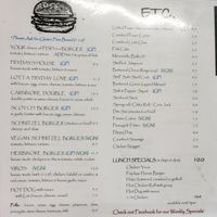 Menu at Frydays in Coromandel Valley