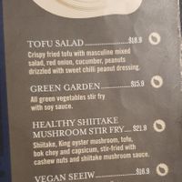 Vegan menu at Little Bangkok in Cannington