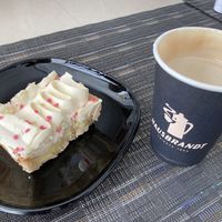 Lemon pie (vegan) and coffee  at Cafe Katan ba Rashi  in Ramat Gan