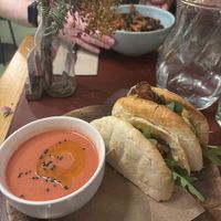 Katsu burger - with gazpacho - amazing as everr  at Green&Burger in Barcelona