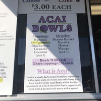 Acai menu at Sandy Pony Donuts in Chincoteague