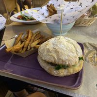 Vegan burger - lovely   at Montroig Cafe in Sitges