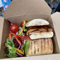 bbq seitan steak ciabatta  at Plant & Planet in Castleton