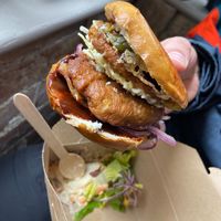 Double cheese burger at Plant & Planet in Castleton