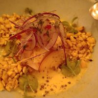 Ceviche de fruit de Jacquier et nectarines at Senhor Uva in Lisbon