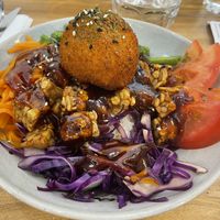 Hedgehog mushroom teriyaki tempeh bowl😄  at The Park by Years in Kowloon