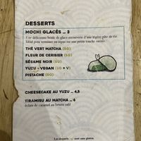 Dessert menu  at Neko Ramen in Paris
