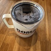 Great diner coffee served in a real mug with a lid!  at Taco Vado in Spokane