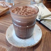 Hot chocolate with peanut butter! Delicious at Commune Cafe in Tallinn
