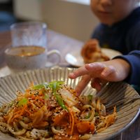 Udon with kimchi at Commune Cafe in Tallinn