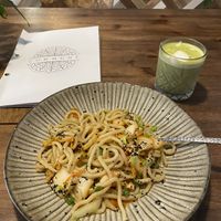Udon kimchi noodles at Commune Cafe in Tallinn