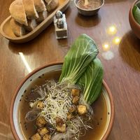 Soup and started bread and dip  at Namas Te in La Paz