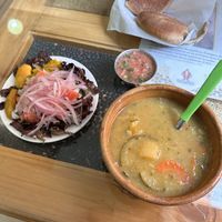 Soup and entree  at Namas Te in La Paz